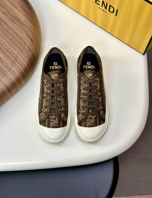 Fendi Match Lace-up Calfskin Sneakers