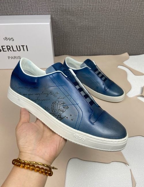 Berluti Playtime Scritto Leather Slip-on Shoes