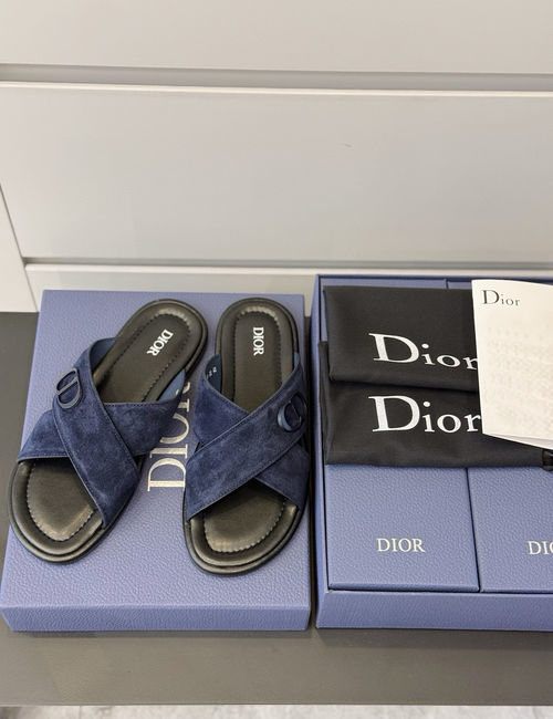 Christian Dior CD Oblique Print Slides Adjustable Strap