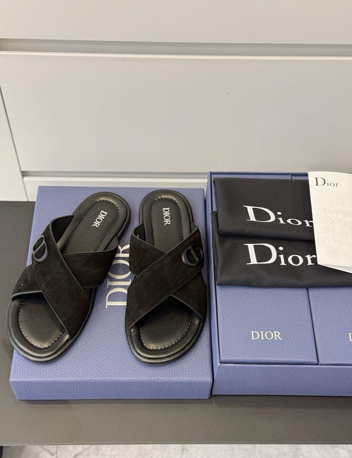 Christian Dior CD Oblique Print Slides Adjustable Strap