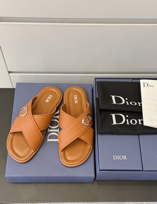 Christian Dior CD Oblique Print Slides Adjustable Strap