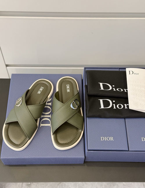 Christian Dior CD Oblique Print Slides Adjustable Strap