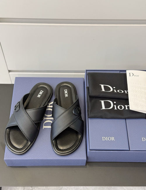 Christian Dior CD Oblique Print Slides Adjustable Strap