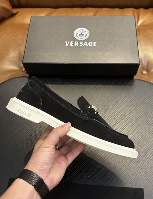 Versace Leather Casual Sneakers With Rubber Sole