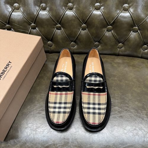 Burberry Genuine Leather Sole Stripe Detail Shoes