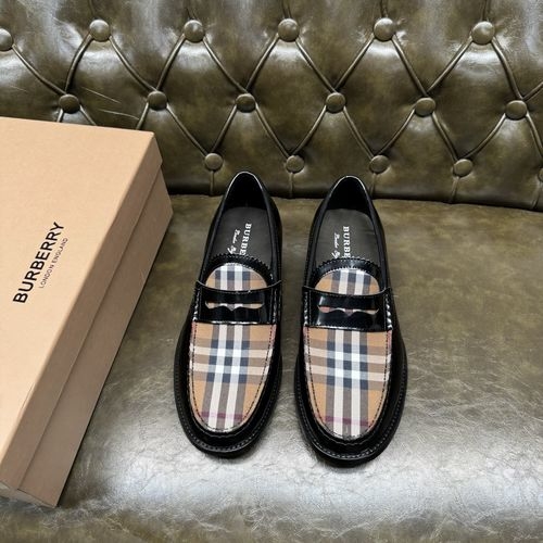 Burberry Genuine Leather Sole Stripe Detail Shoes