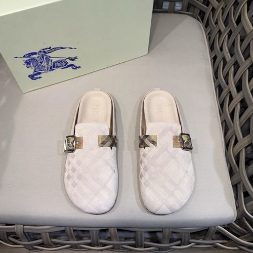 Burberry Plaid Suede Mules With Adjustable Buckle
