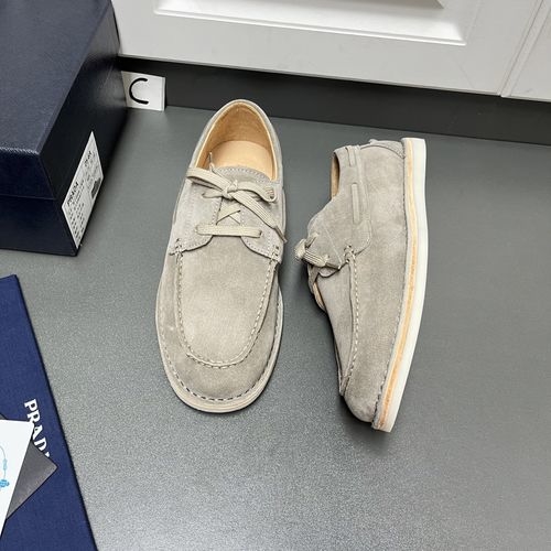 Prada Lace-up Leather Loafers Casual Elegant Shoes
