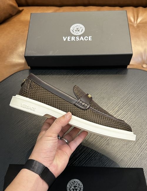 Versace Leather Casual Sneakers With Rubber Sole