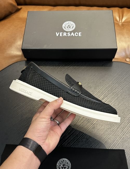 Versace Leather Casual Sneakers With Rubber Sole