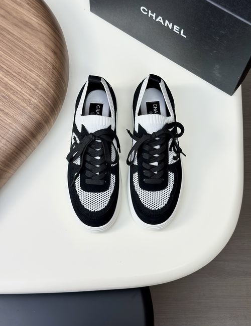 Chanel Color-block Mesh Sneakers Reflective Trim Breathable Lining