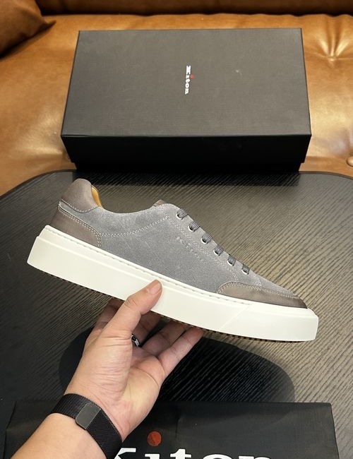 Kiton Calfskin Sneakers With Logo Details