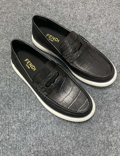 Fendi Calfskin Loafers With Metal Logo Detail