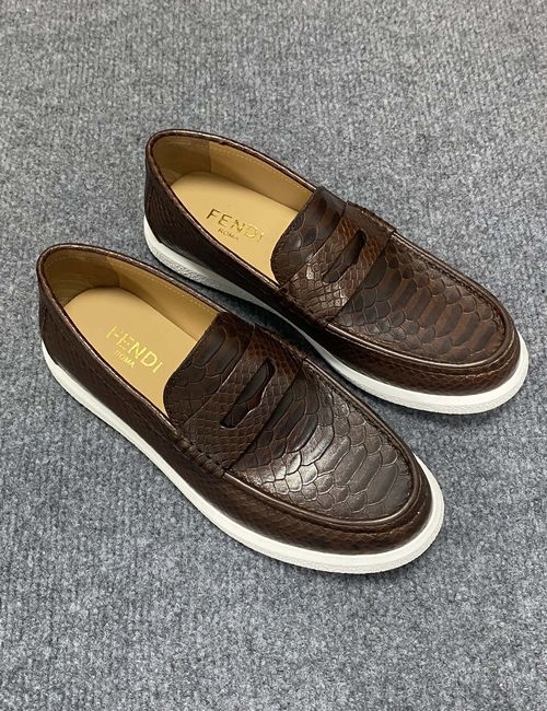 Fendi Calfskin Loafers With Metal Logo Detail