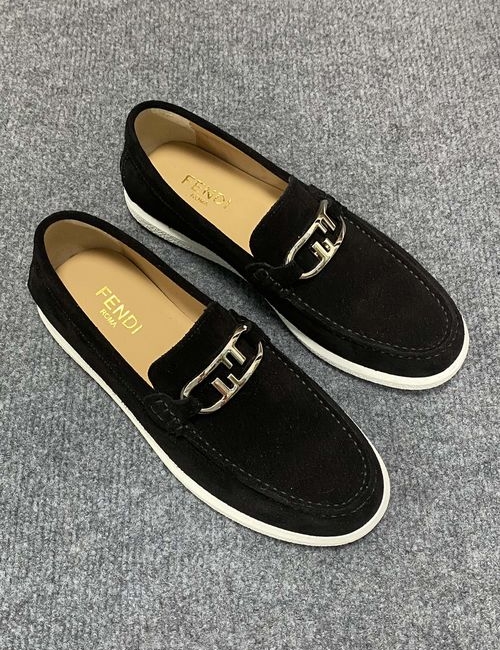 Fendi Calfskin Loafers With Metal Logo Detail