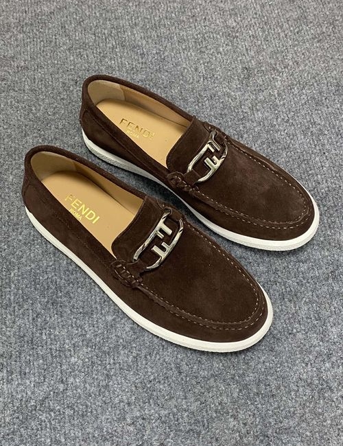 Fendi Calfskin Loafers With Metal Logo Detail