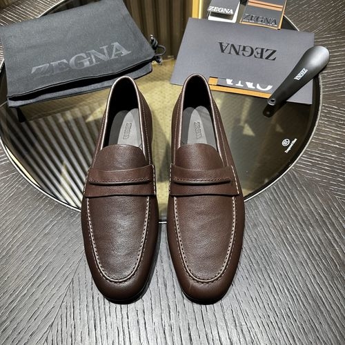 Zegna Mocassin Loafers Grained Nubuck Leather Sole