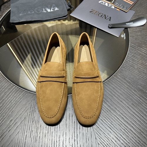 Zegna Mocassin Loafers Grained Nubuck Leather Sole