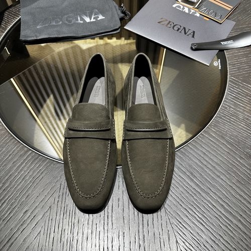 Zegna Mocassin Loafers Grained Nubuck Leather Sole