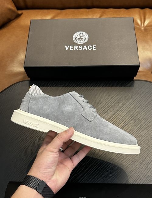 Versace Leather Casual Sneakers With Rubber Sole