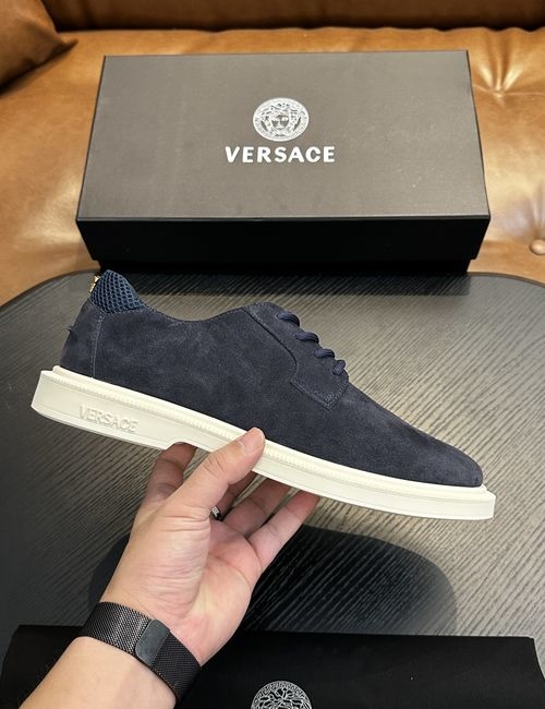 Versace Leather Casual Sneakers With Rubber Sole