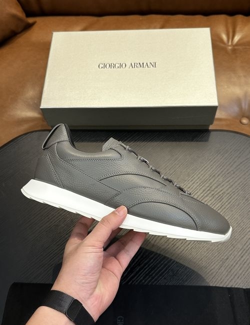 Armani Knit And Leather Slip-on Sneakers