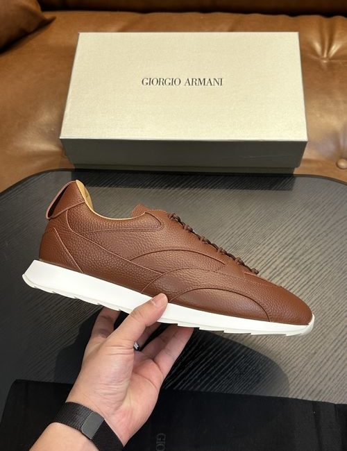 Armani Knit And Leather Slip-on Sneakers