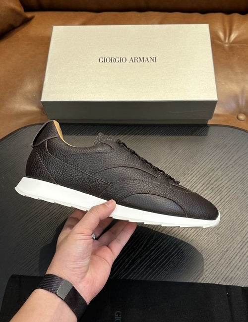 Armani Knit And Leather Slip-on Sneakers