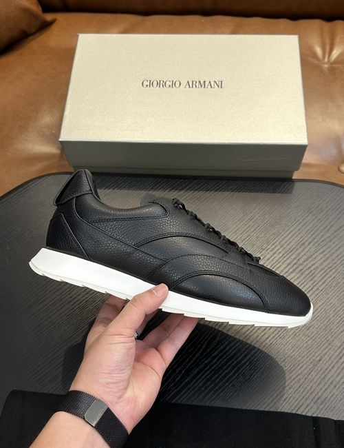 Armani Knit And Leather Slip-on Sneakers