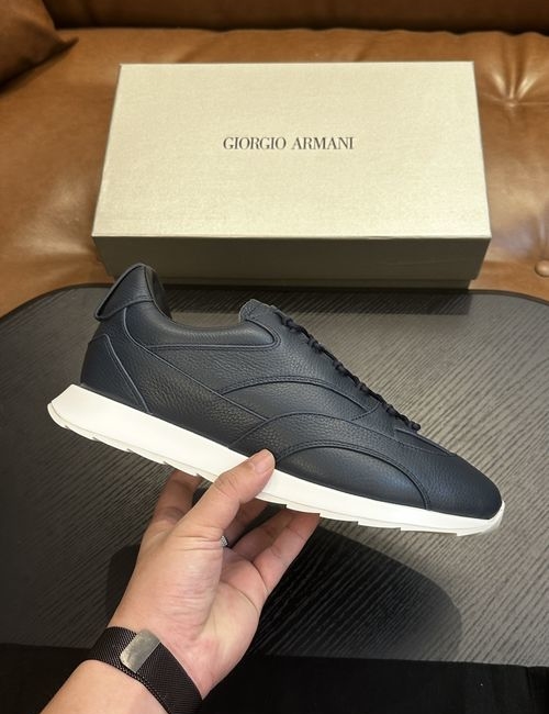 Armani Knit And Leather Slip-on Sneakers