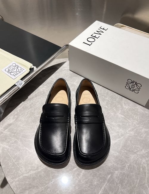 Loewe Leather Loafers With Durable Sole