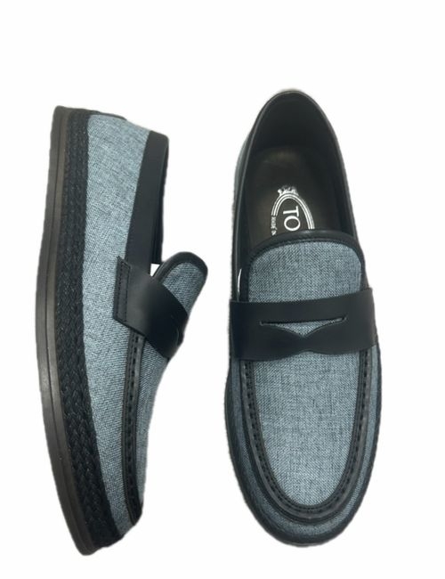 Tods Calfskin Loafers With Woven Rubber Sole