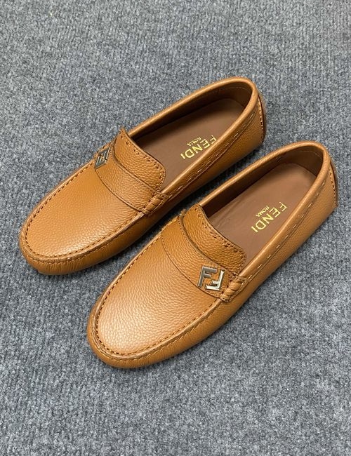Fendi Calfskin Loafers With Metal Logo Detail