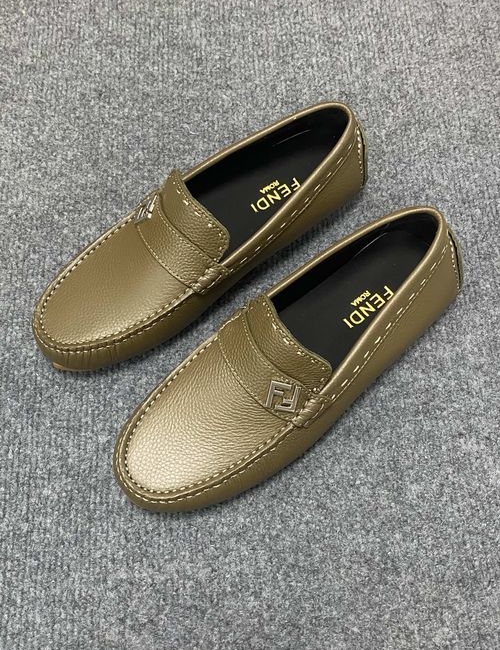 Fendi Calfskin Loafers With Metal Logo Detail