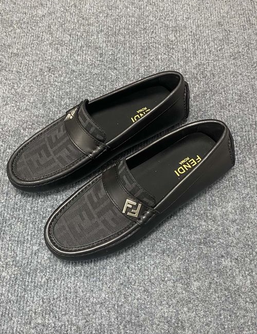 Fendi Calfskin Loafers With Metal Logo Detail