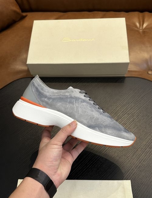 Santoni Grained Cowhide Leather Casual Shoes
