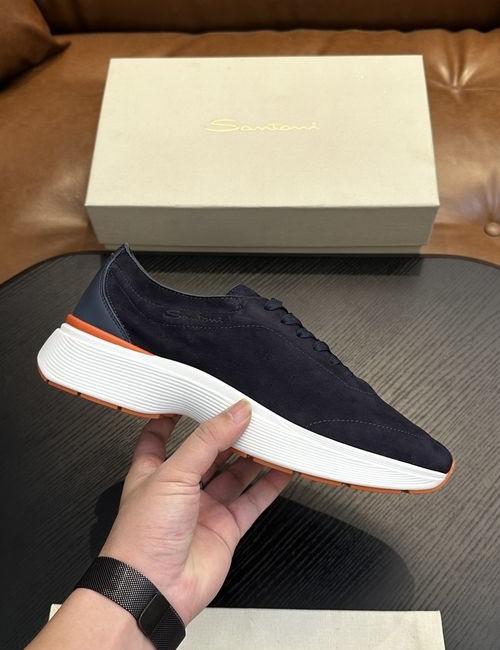 Santoni Grained Cowhide Leather Casual Shoes