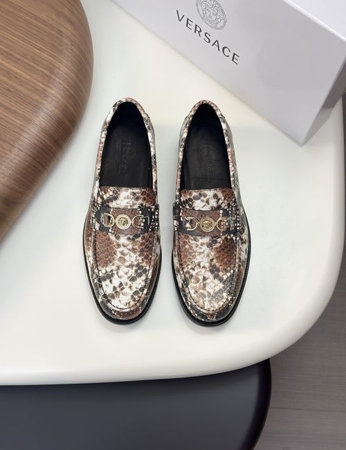 Versace Greek Key Pattern Leather Dress Shoes