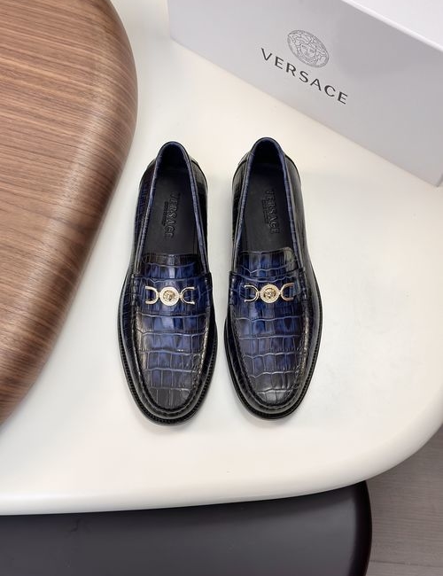Versace Greek Key Pattern Leather Dress Shoes