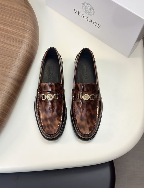 Versace Greek Key Pattern Leather Dress Shoes