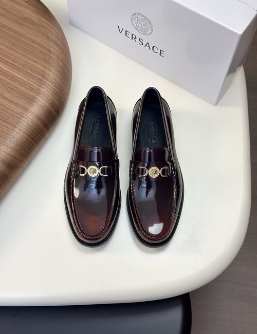 Versace Greek Key Pattern Leather Dress Shoes