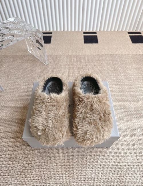 Balenciaga Thick Sole Wool Slip-On Shoes