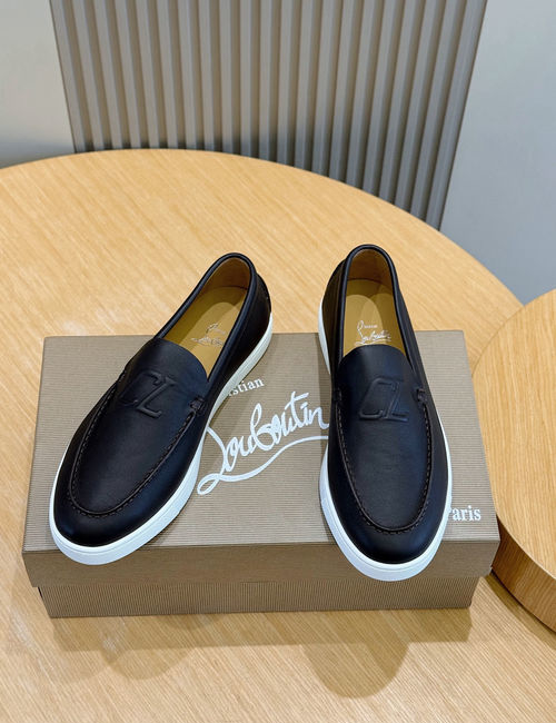 Christian Louboutin Leather Loafers With Red Lining