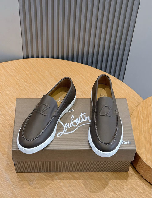 Christian Louboutin Leather Loafers With Red Lining