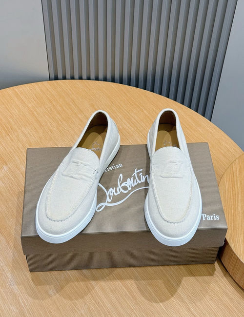 Christian Louboutin Leather Loafers With Red Lining