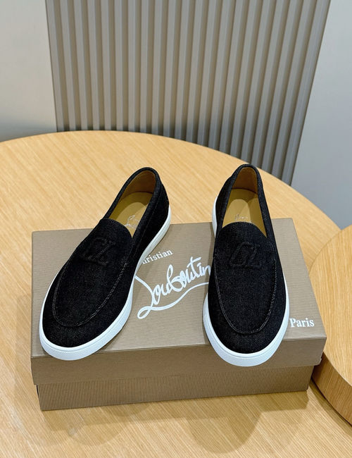 Christian Louboutin Leather Loafers With Red Lining