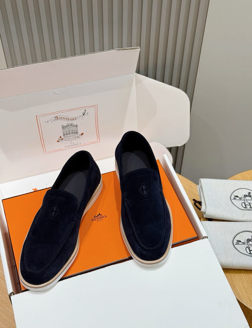 Hermes Job Suede Goat Leather Loafers
