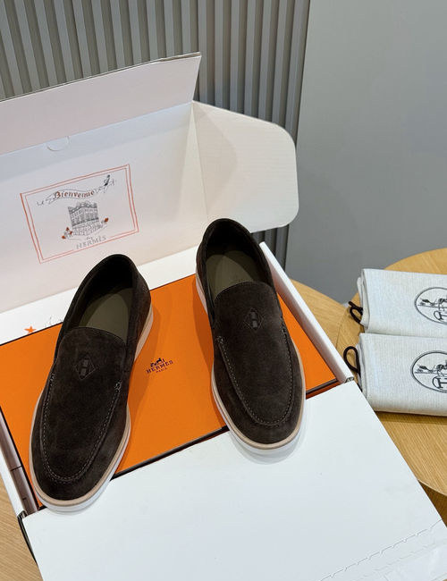 Hermes Job Suede Goat Leather Loafers
