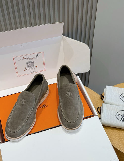 Hermes Job Suede Goat Leather Loafers