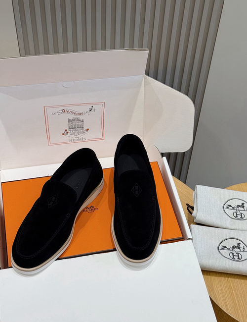 Hermes Job Suede Goat Leather Loafers